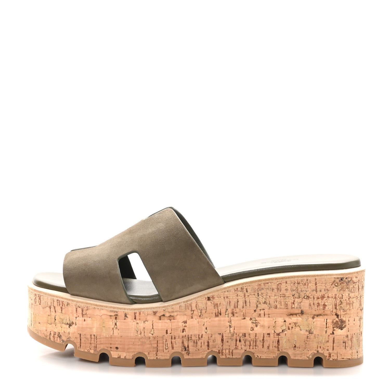 Hermes Suede Goatskin Cork Eze 30 Sandals 40 Vert Toundra 1 of 10