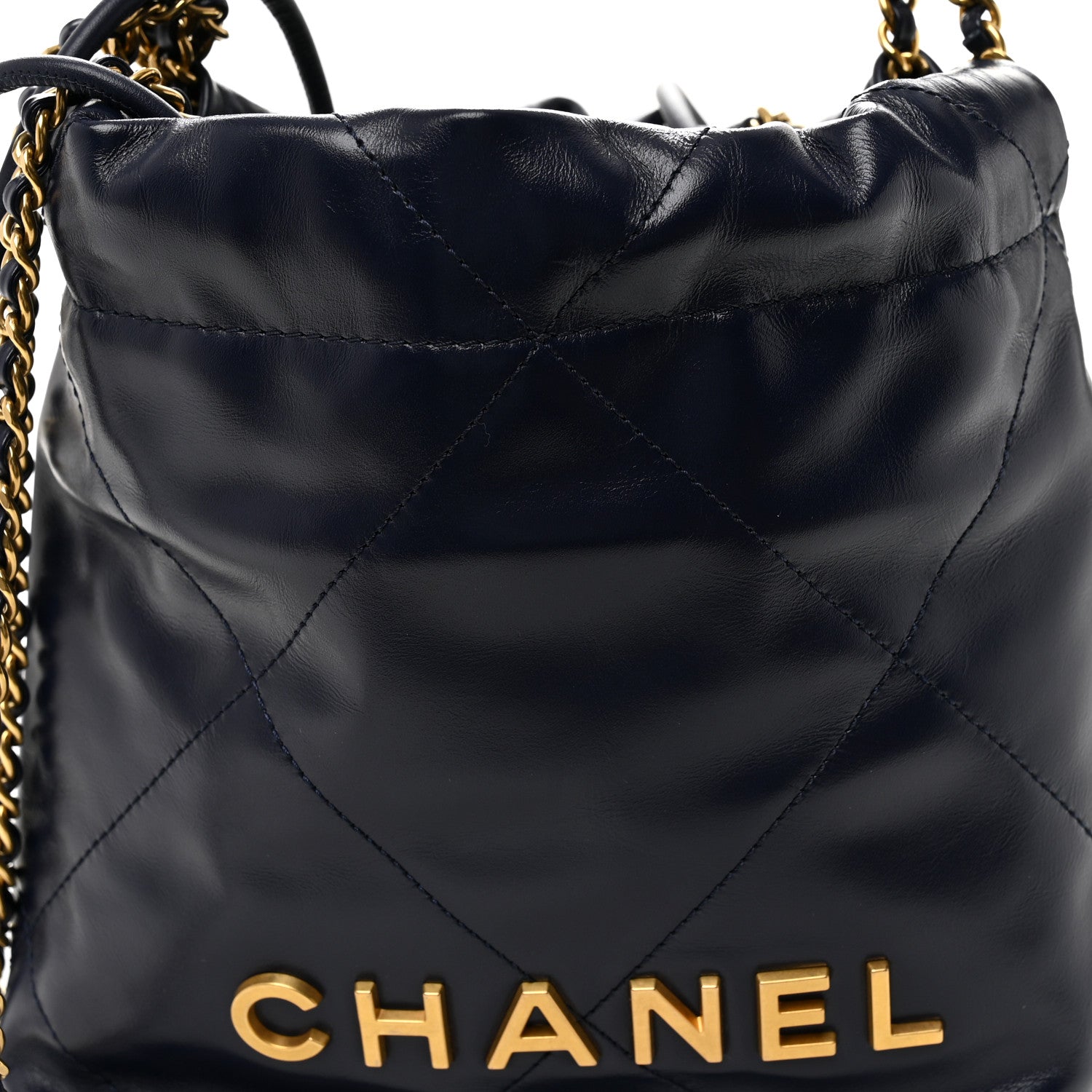 Chanel Shiny Calfskin Quilted Mini Chanel 22 Navy Blue 17 of 21