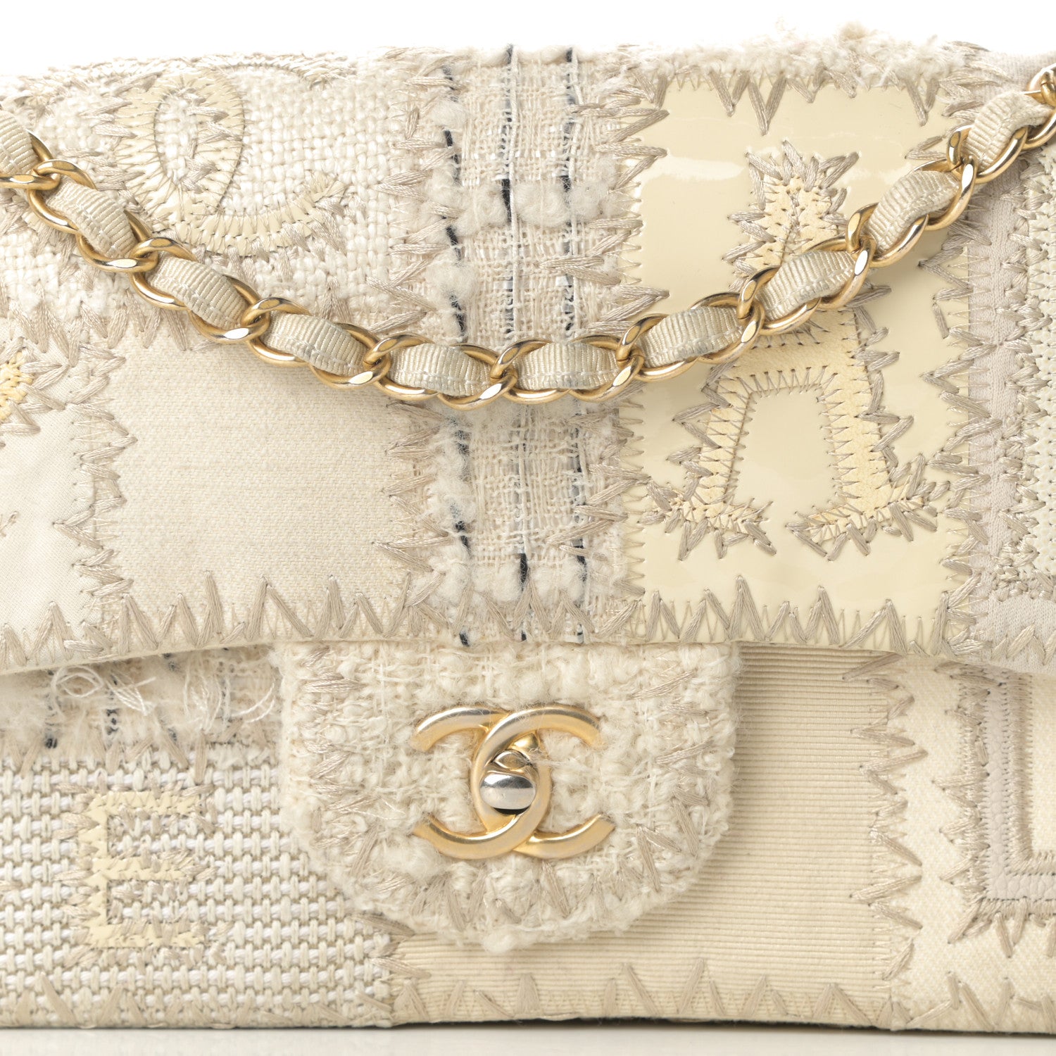 Chanel Tweed Patchwork Medium Single Flap White 8 of 13