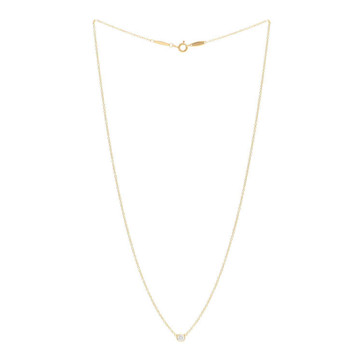 Tiffany 18K Yellow Gold Diamond .17ct Elsa Peretti Diamonds by the Yard Pendant Necklace 3 of 4