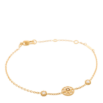 Christian Dior 18K Yellow Gold Diamond Mother of Pearl 3 Station Rose Des Vents Bracelet 1 of 4