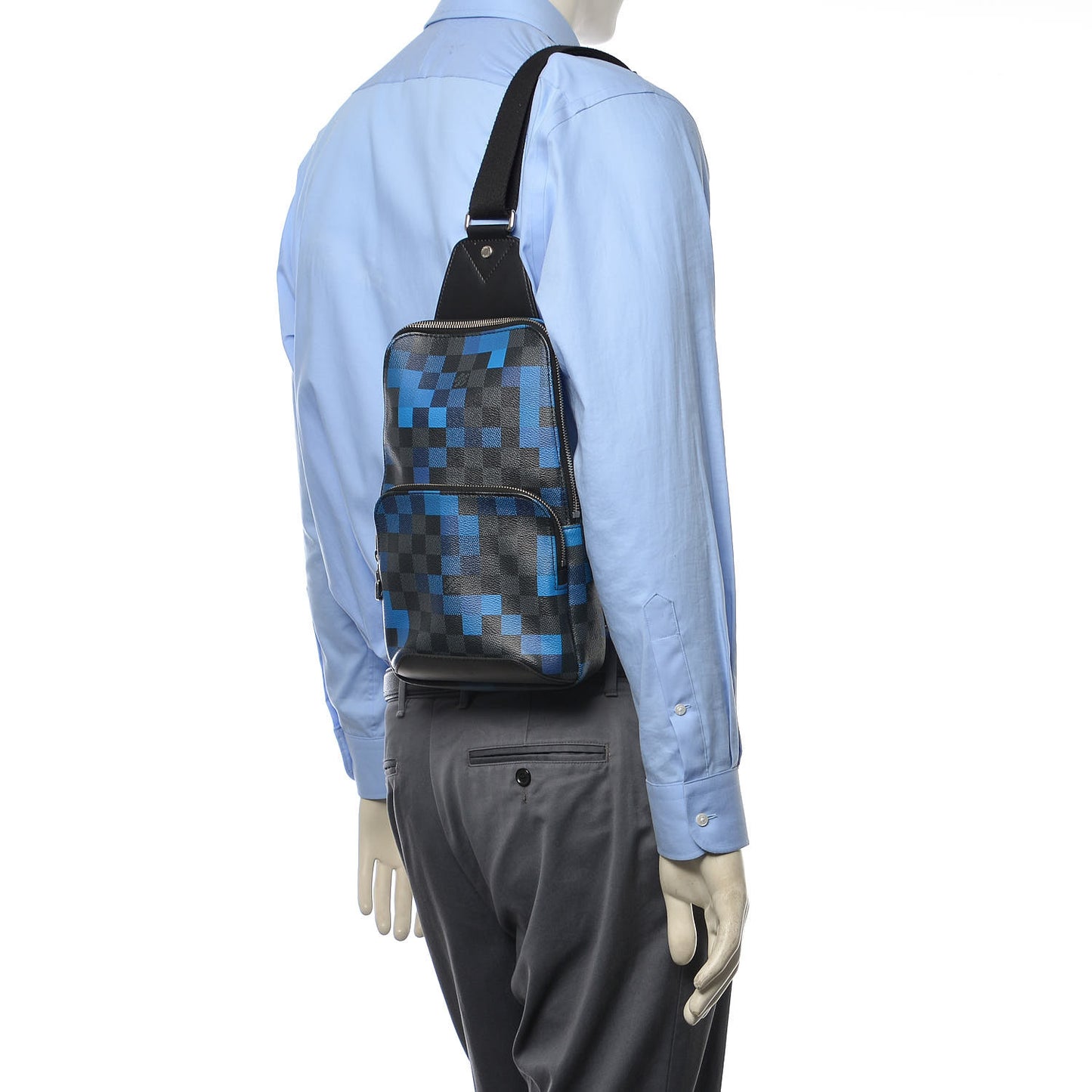 Damier Graphite Pixel Avenue Sling Backpack Blue