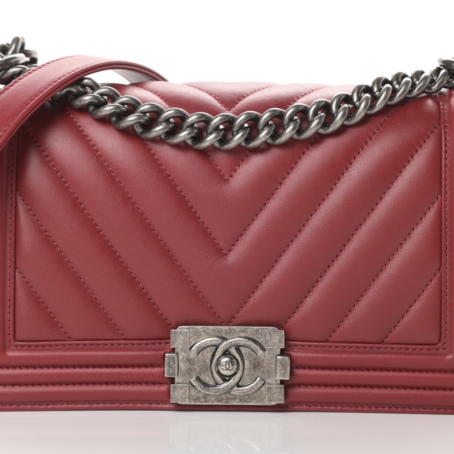 Chanel Lambskin Chevron Quilted Medium Boy Flap Red 8 of 13