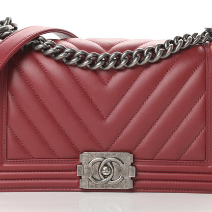 Chanel Lambskin Chevron Quilted Medium Boy Flap Red 8 of 13