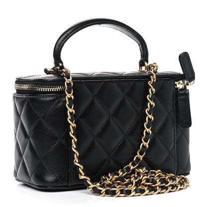 Chanel Lambskin Quilted Small Top Handle Vanity Case With Chain Black 2 of 4