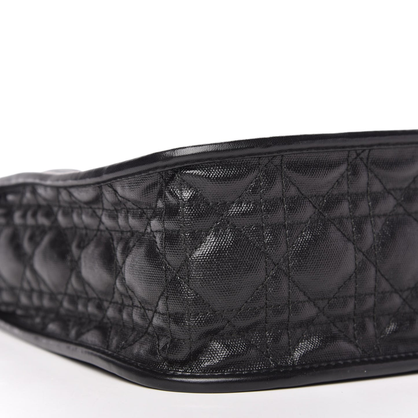 Coated Canvas Cannage Crossbody Bag Black