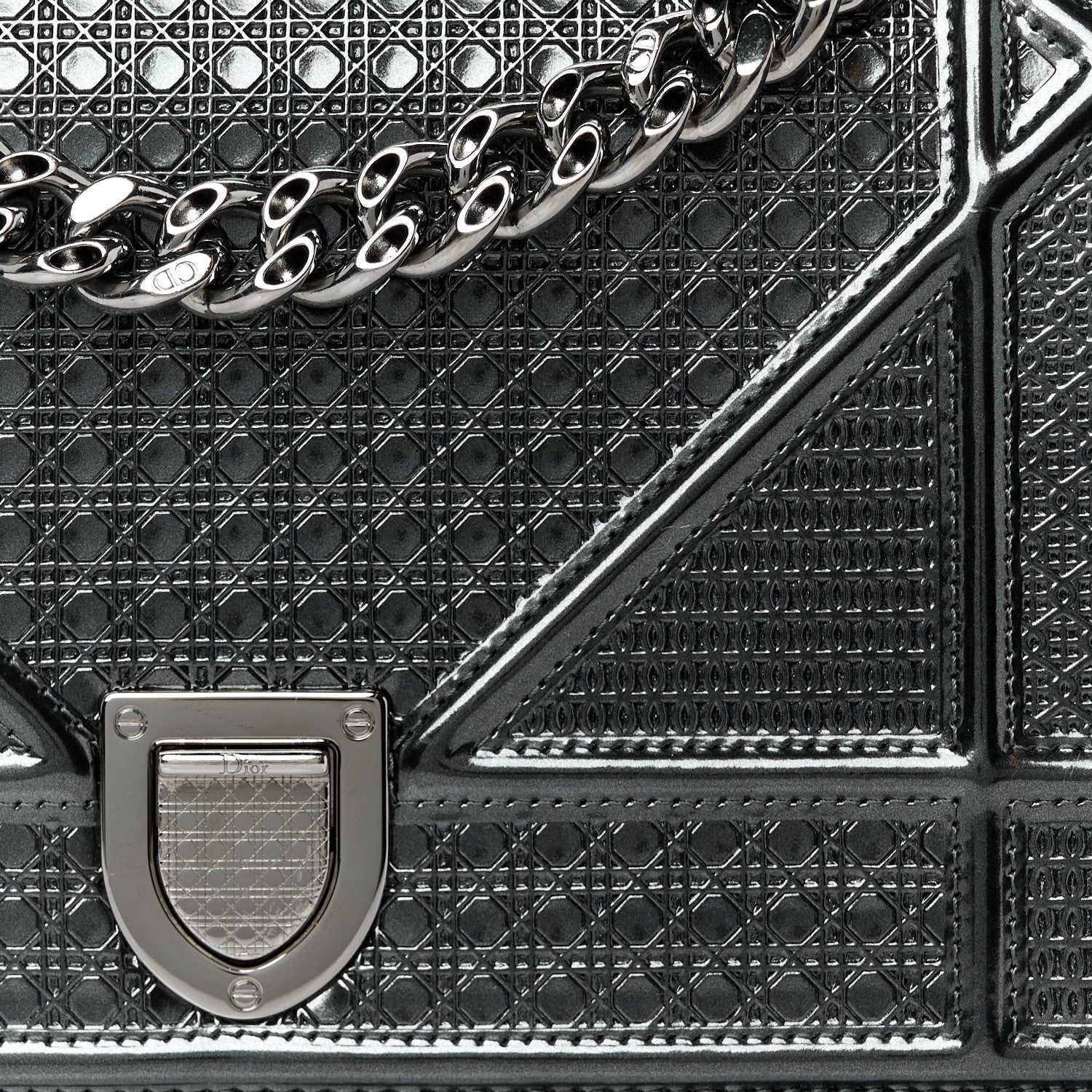 Christian Dior Metallic Patent Micro-Cannage Small Diorama Flap Bag Onyx Black 8 of 10