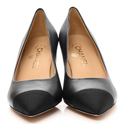 Chanel Lambskin Grosgrain Cap Toe CC Pumps 38.5 Black 2 of 8