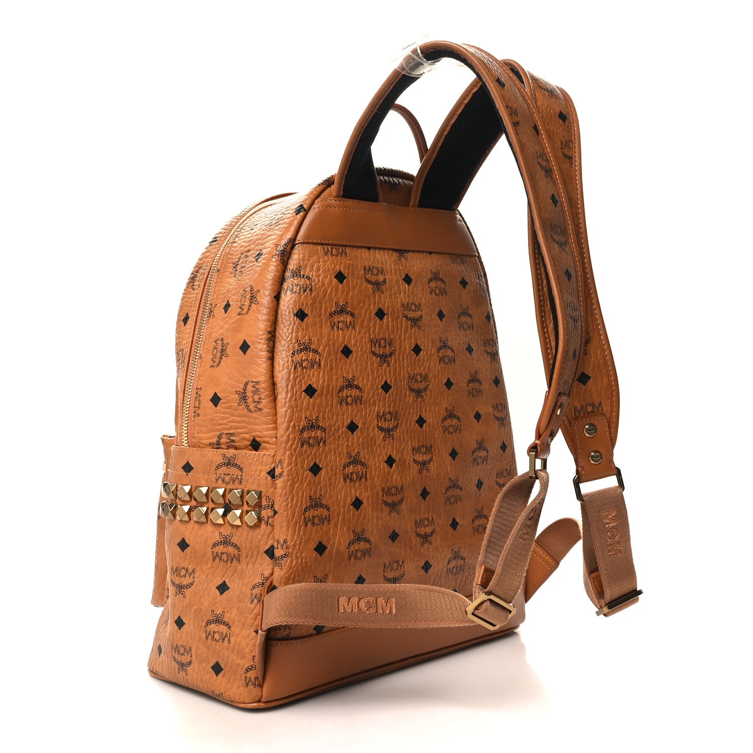 MCM Visetos Medium Side Studs Stark Backpack Cognac 3 of 14