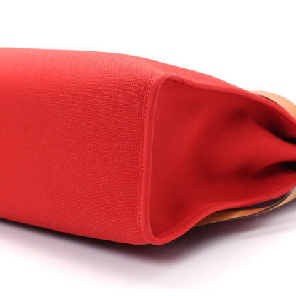 Hermes Vache Hunter Toile Herbag Zip 31 PM Rouge Tomate Natural 9 of 9