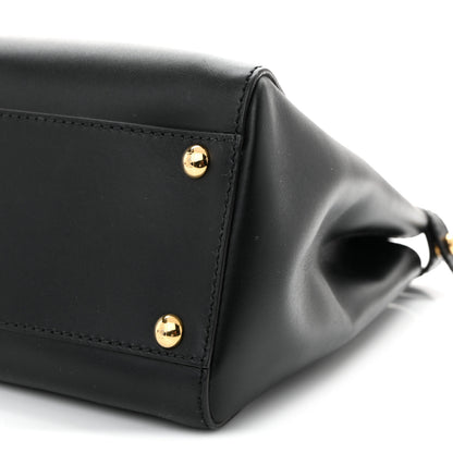 Fendi Vitello Morgan Fabric Jacquard Pequin Medium Peekaboo Iconic Satchel Black Tobacco 11 of 11
