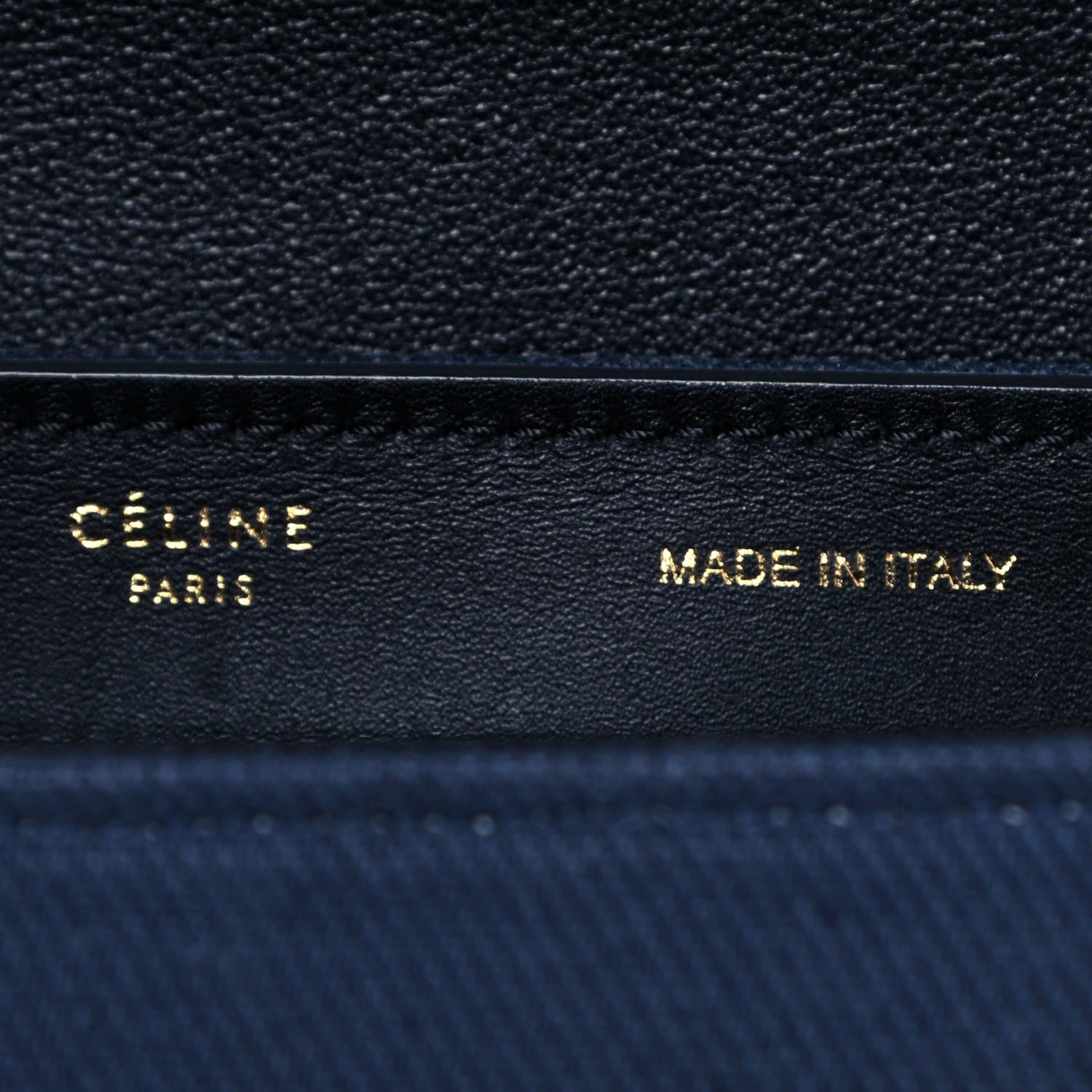 Celine Smooth Calfskin Linen Medium Tri-Color Trapeze Navy Blue 6 of 9