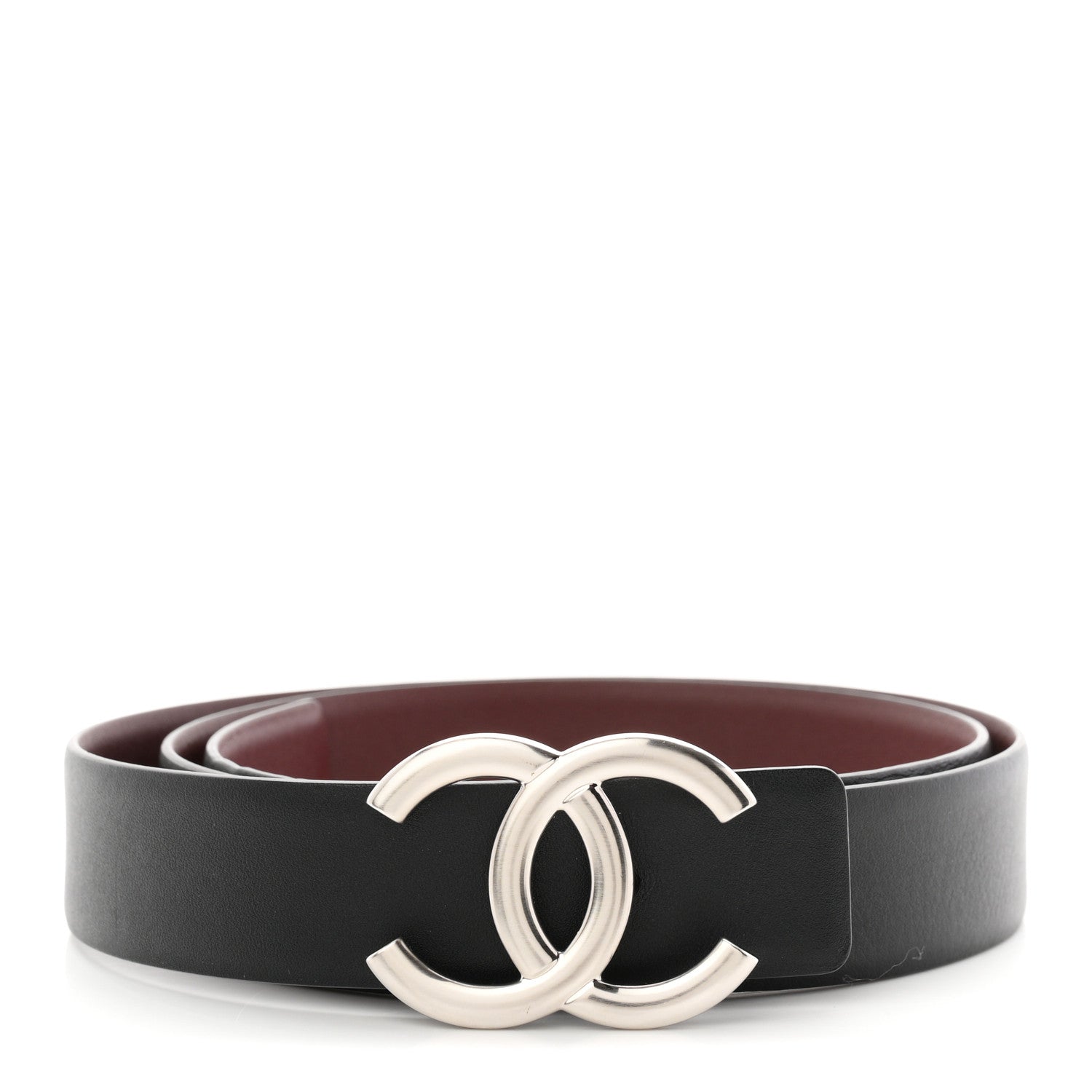 Chanel Calfskin CC Reversible 90 36 Belt Black Burgundy 1 of 6