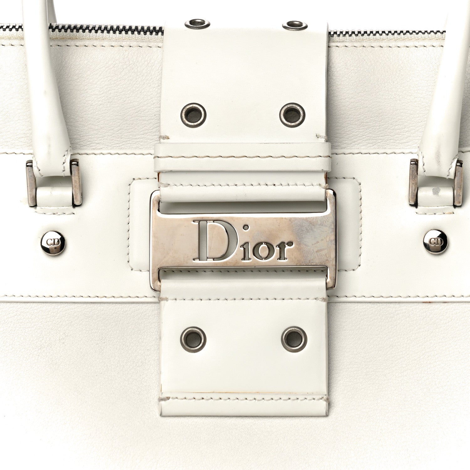 Christian Dior Grained Calfskin Street Chic Top Handle Bag White 8 of 35