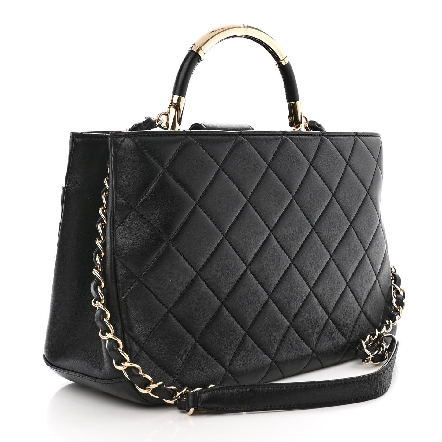 Lambskin Carry Chic Shopping Tote Black