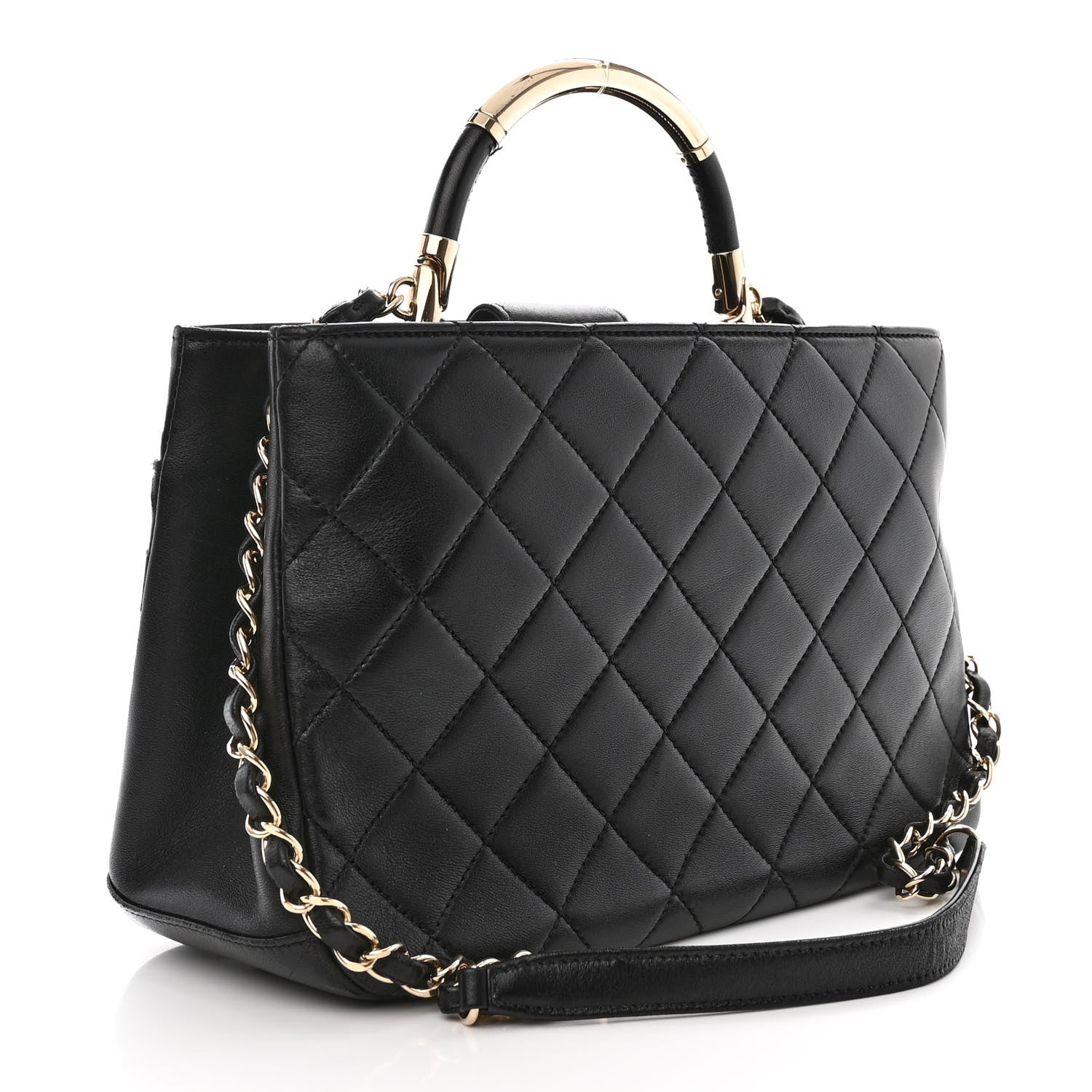 Chanel Lambskin Carry Chic Shopping Tote Black 5 of 25