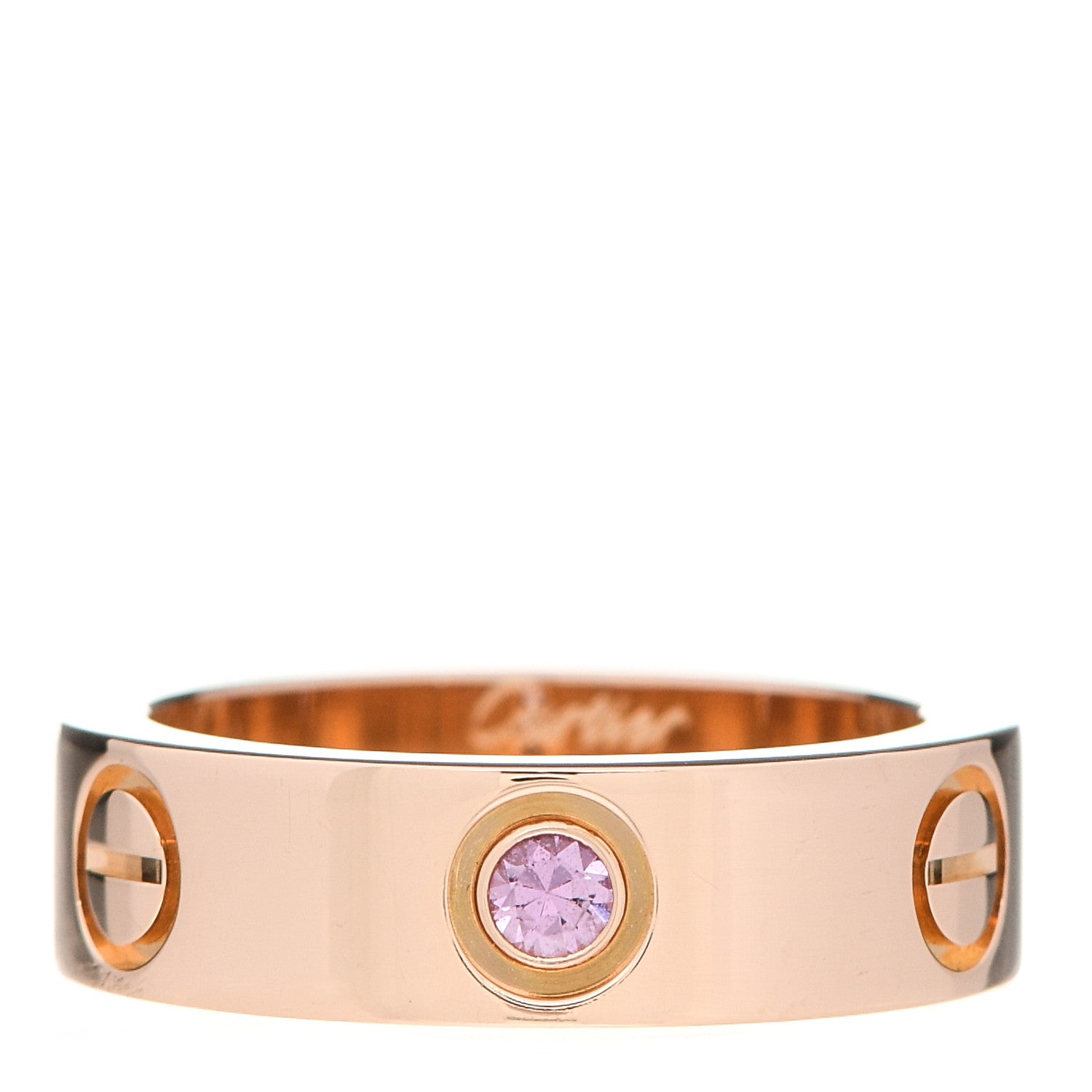 Cartier 18K Pink Gold Pink Sapphire 5.5mm LOVE Ring 50 5.25 1 of 4