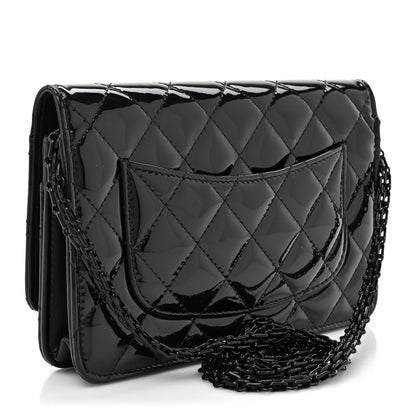 Chanel Patent Calfskin Quilted Reissue Wallet On Chain WOC So Black 3 of 16