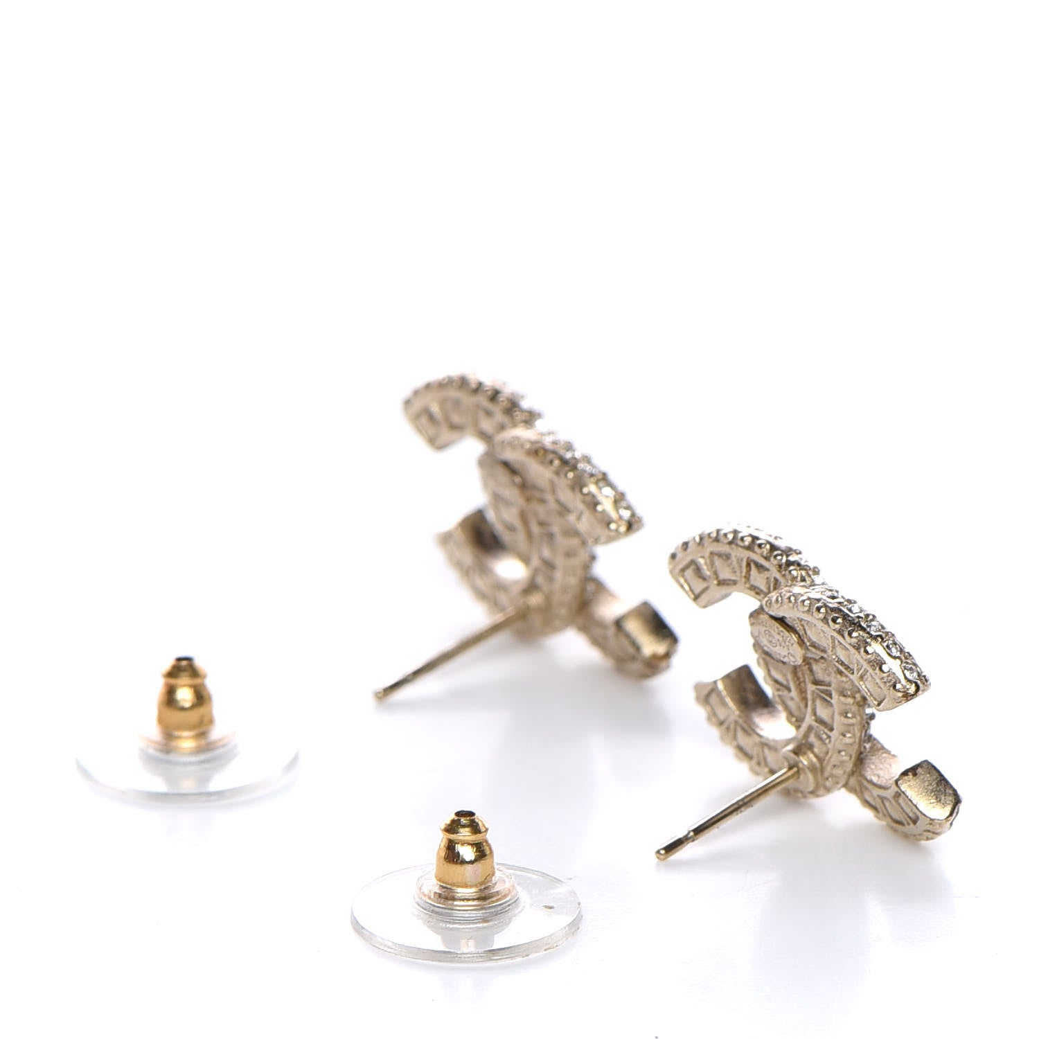 Chanel Crystal CC Earrings Gold 3 of 5
