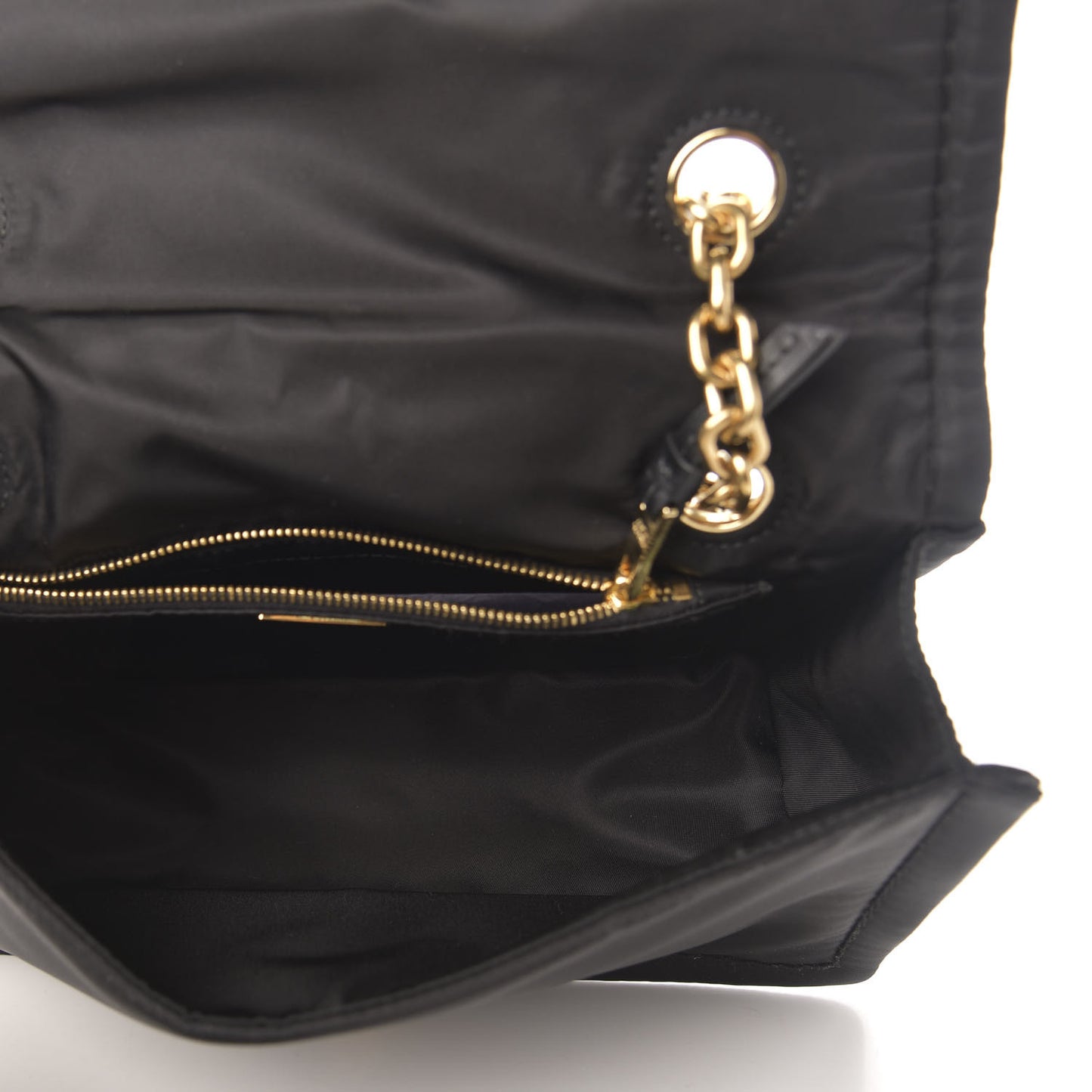 Nylon Tessuto Chain Shoulder Bag Ebano