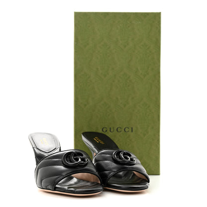 Gucci Nappa Matelasse Monochrome GG Marmont 75mm Slide Sandals 37.5 Black 10 of 10