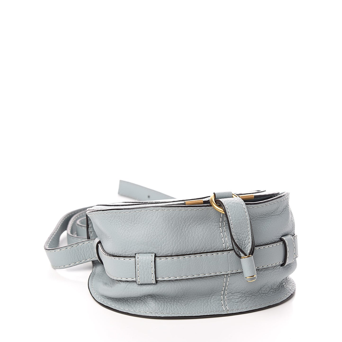 Calfskin Mini Marcie Round Crossbody Bag Faded Blue