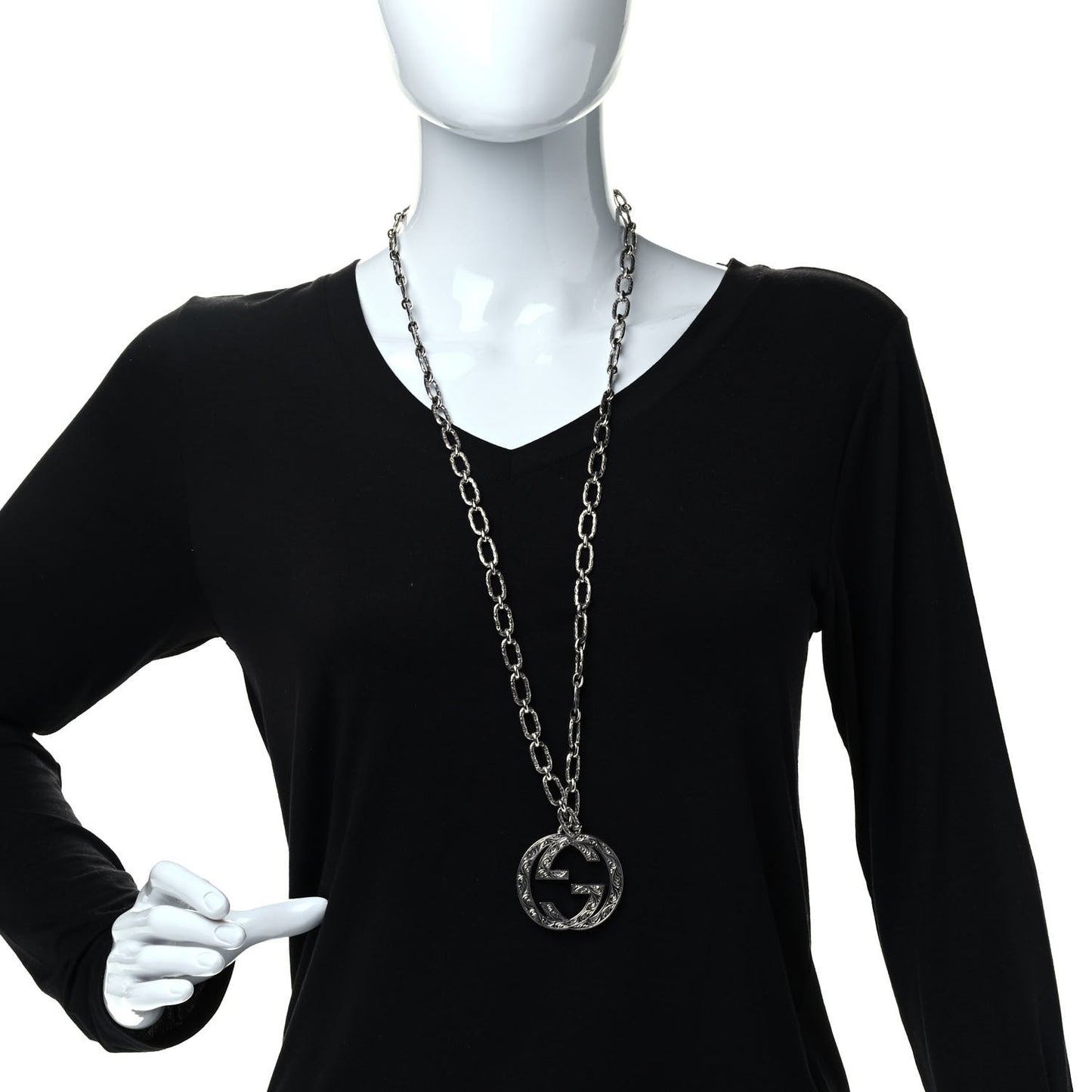 Sterling Silver Large Interlocking G Pendant Necklace