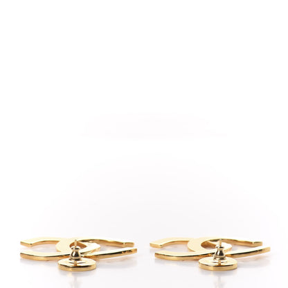 Chanel Metal Large Paris Button Earrings Gold 3 of 4