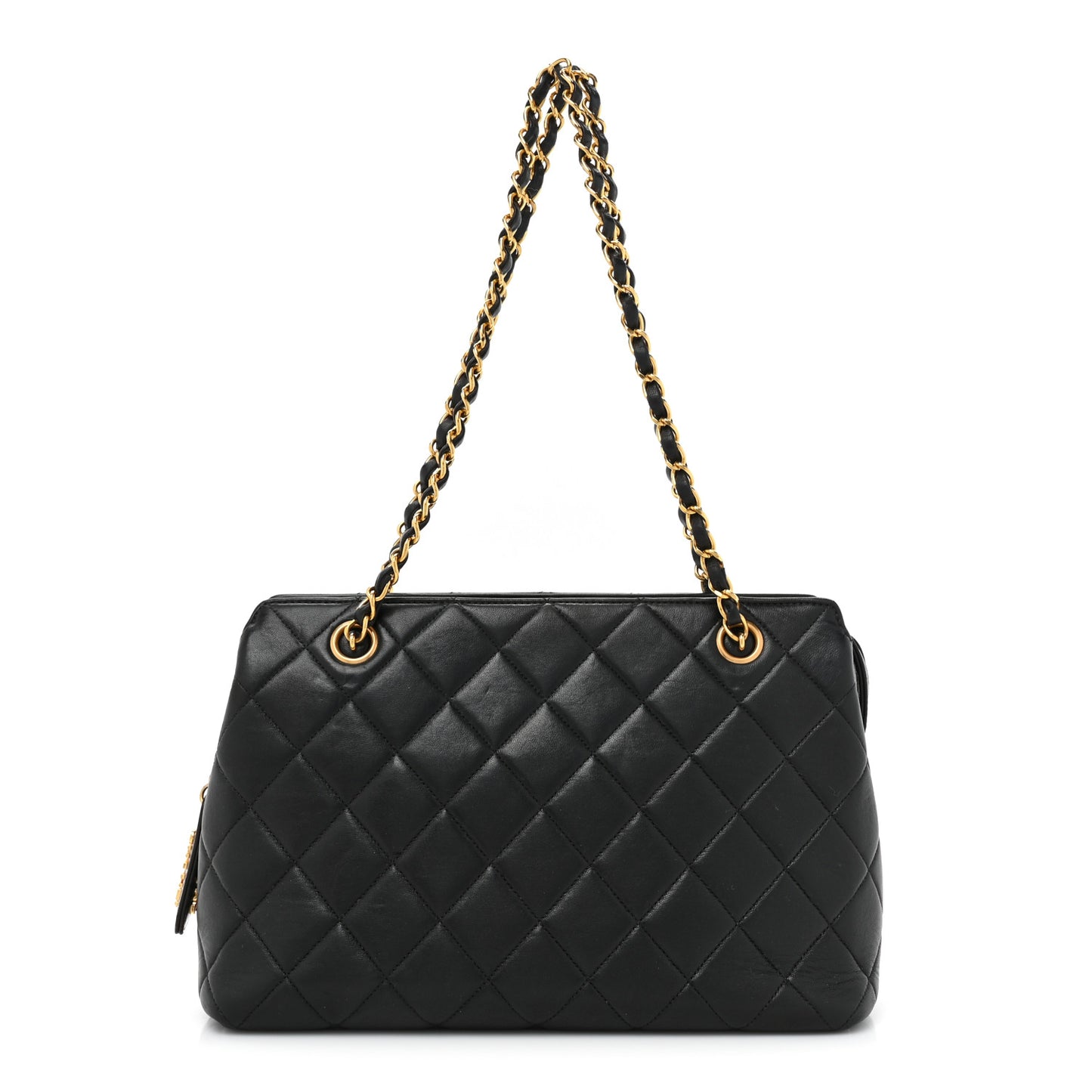 Lambskin Quilted Shoulder Bag Black