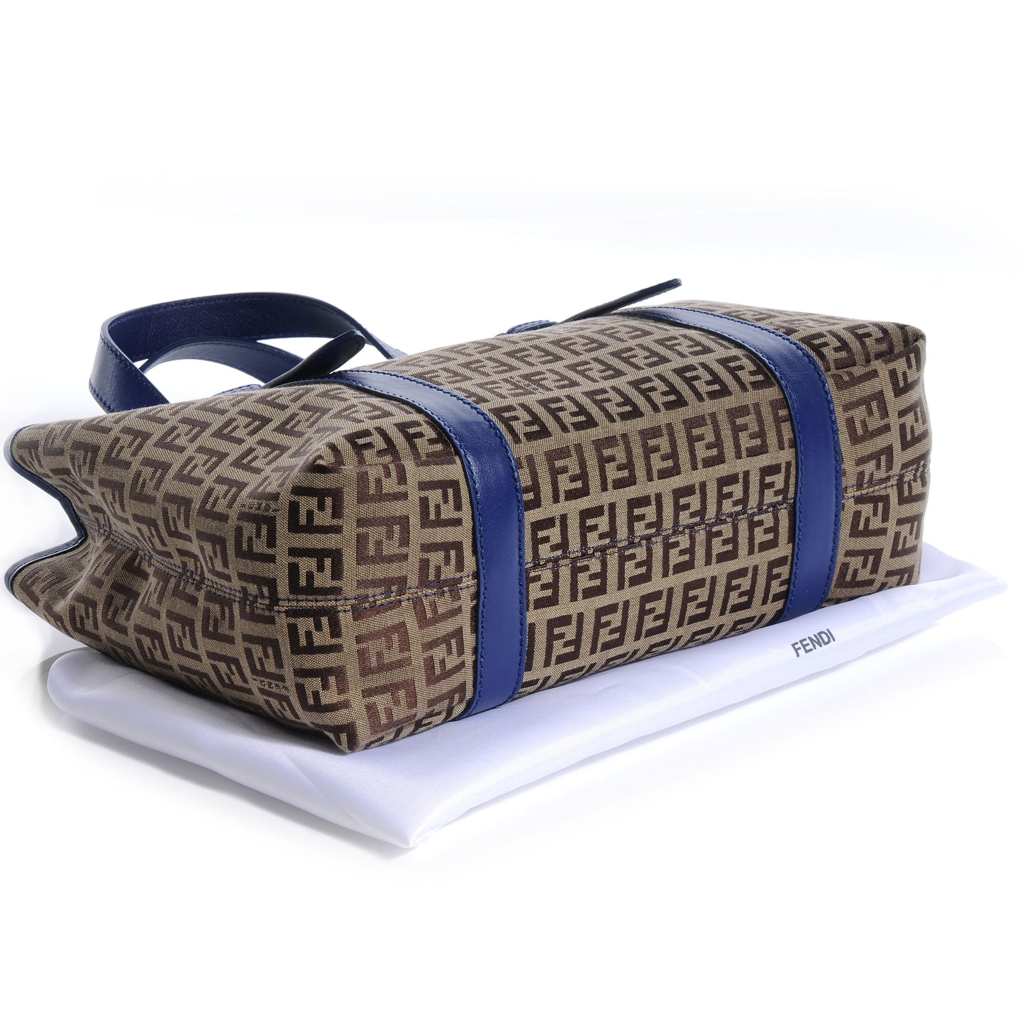 Zucchino Vitello Small Tote Mogano Panna Blue