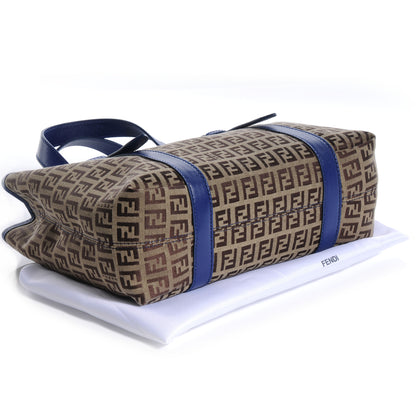 Fendi Zucchino Vitello Small Tote Mogano Panna Blue 4 of 9