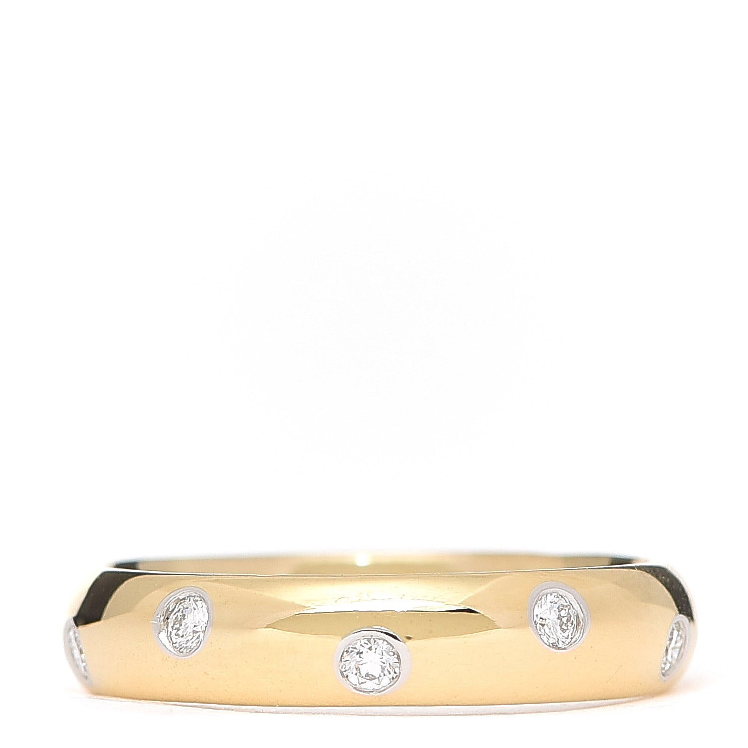Tiffany 18K Yellow Gold Platinum Diamond 4mm Etoile Band Ring 54 6.75 1 of 7