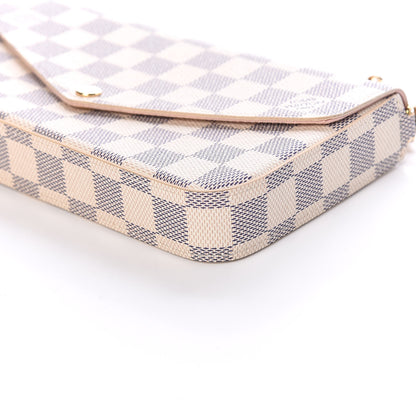 Louis Vuitton Damier Azur Pochette Felicie Chain Wallet Rose Ballerine 9 of 11