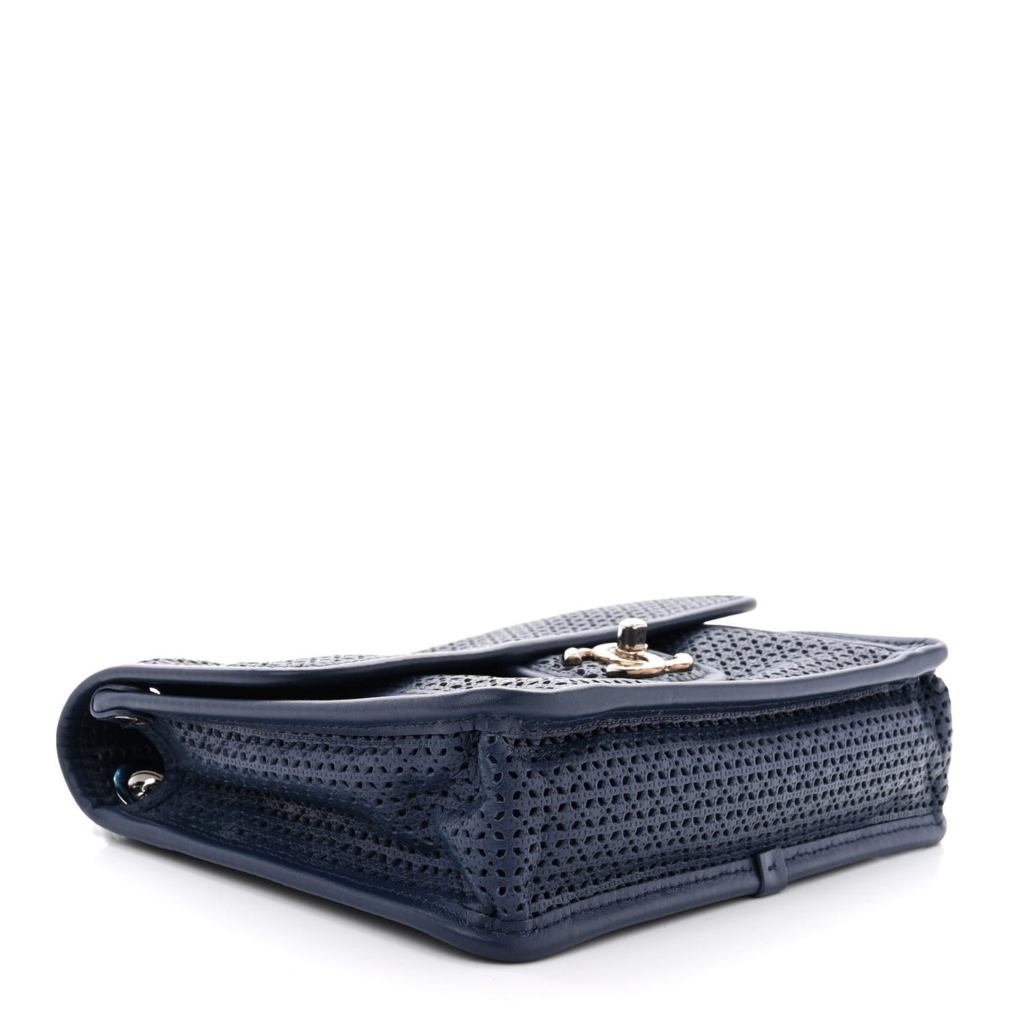 Metallic Perforated Calfskin Small Up In The Air Flap Navy Blue