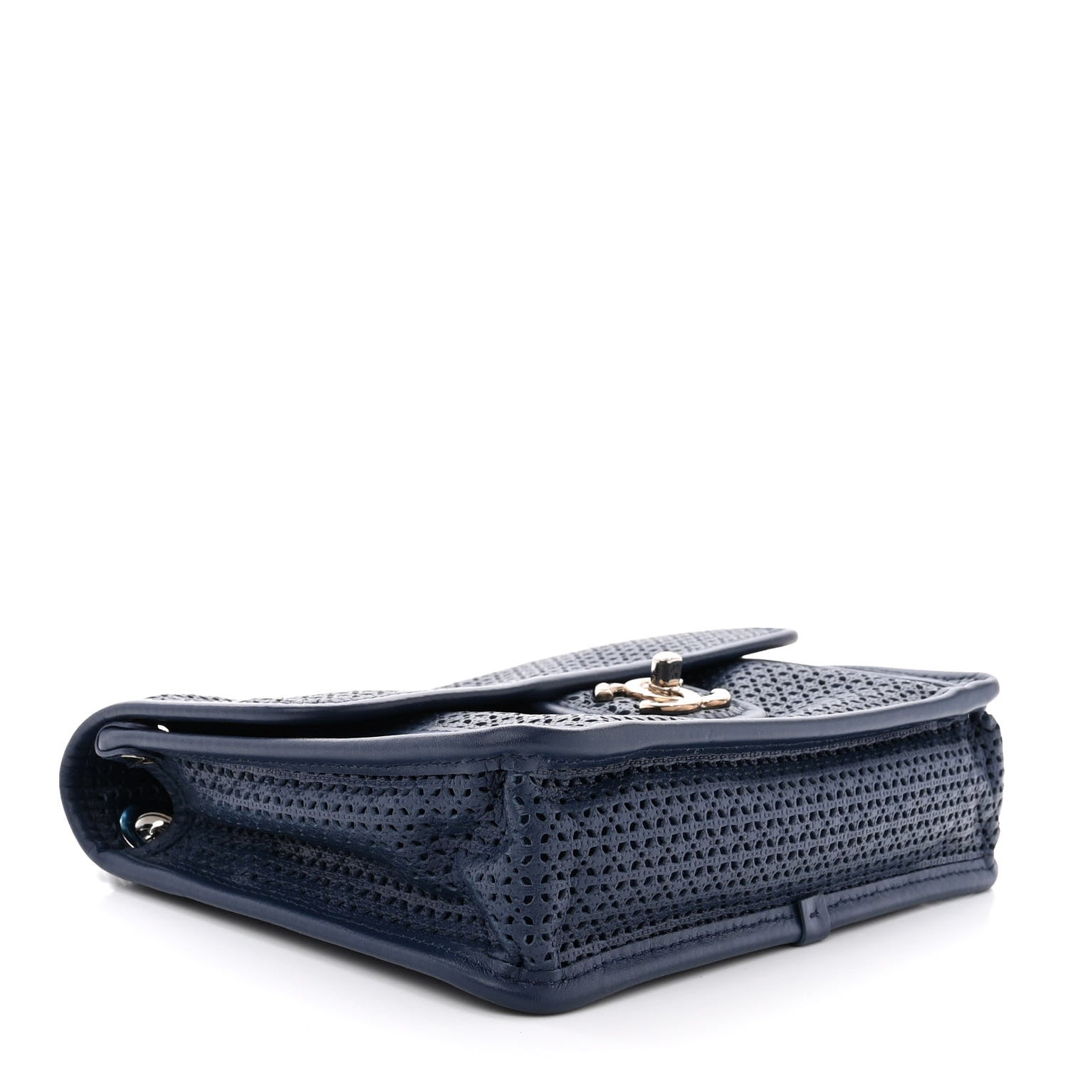 Chanel Metallic Perforated Calfskin Small Up In The Air Flap Navy Blue 4 of 10