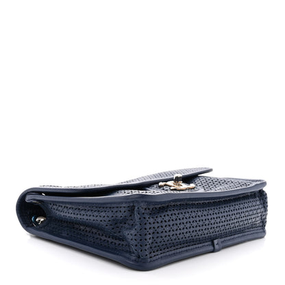Chanel Metallic Perforated Calfskin Small Up In The Air Flap Navy Blue 4 of 10