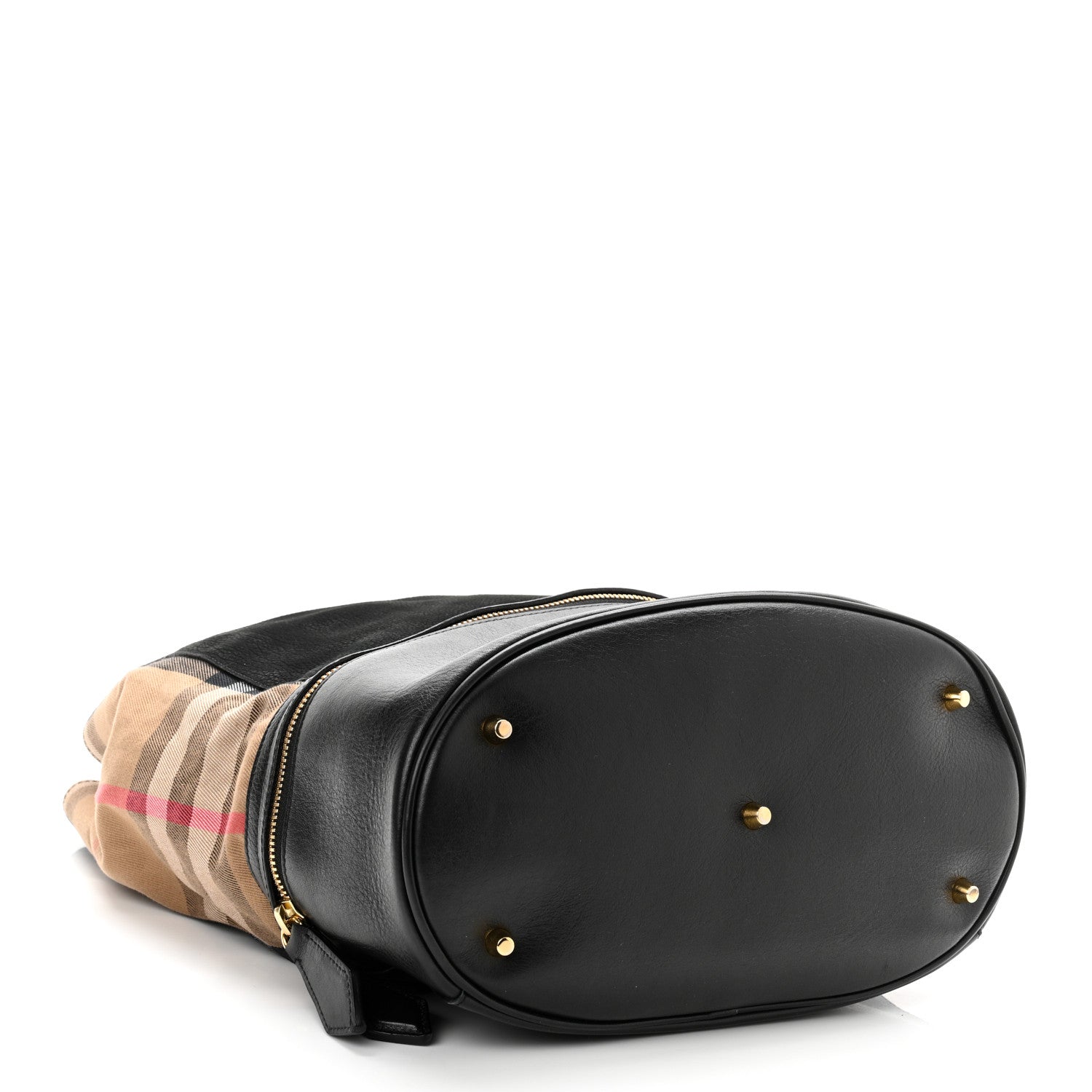 Burberry Nubuck Canvas Check Beckett Bucket Bag Black 4 of 10