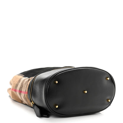 Burberry Nubuck Canvas Check Beckett Bucket Bag Black 4 of 10