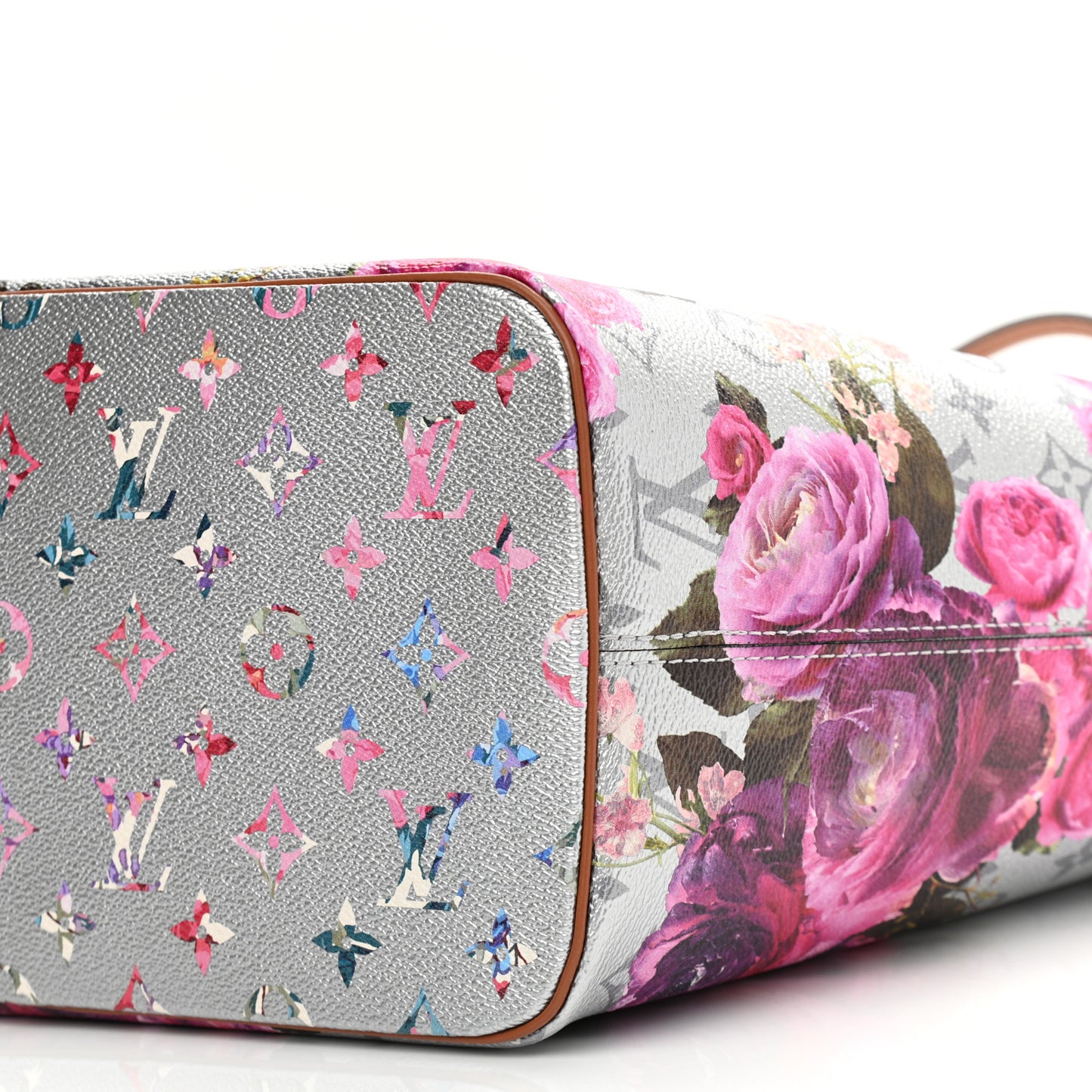 Metallic Monogram LV Garden Neverfull MM Silver