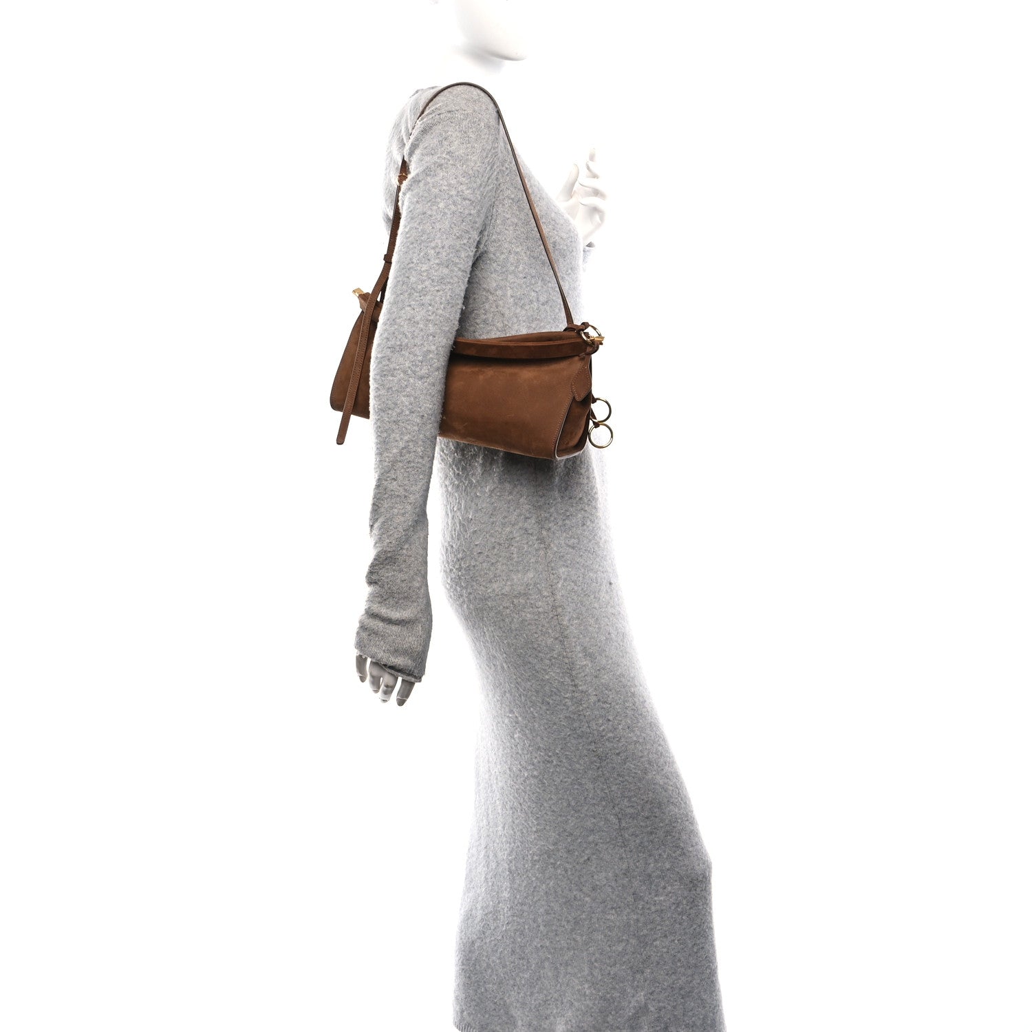 Alaia Nubuck Medium Le Click East West Bag Umber 3 of 9