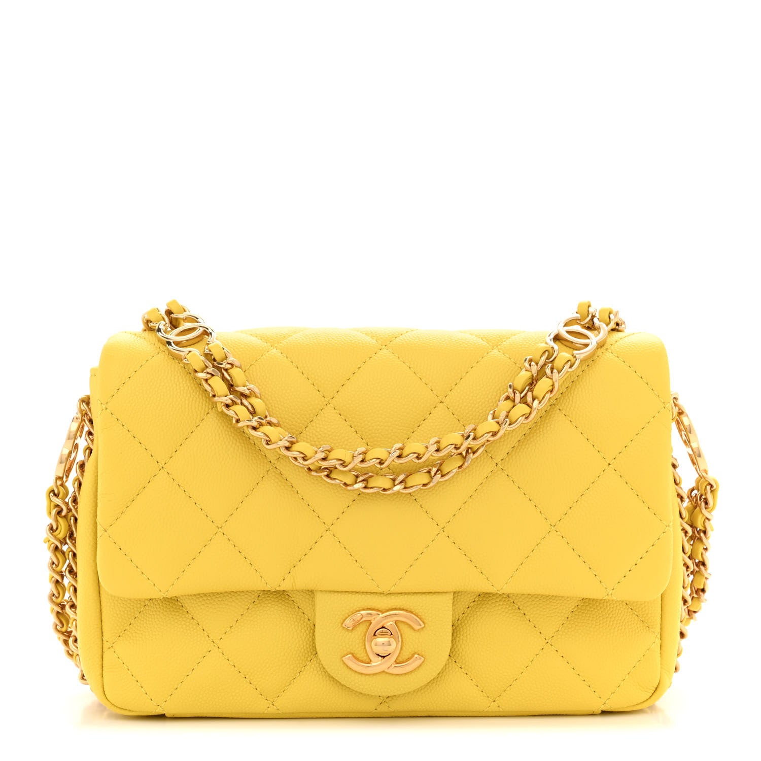 Chanel Caviar Quilted Mini CC You Flap Yellow 1 of 11