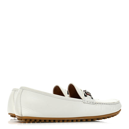 Gucci Miro Soft Calfskin Web Mens Horsebit Driver Loafers 7 White 4 of 12