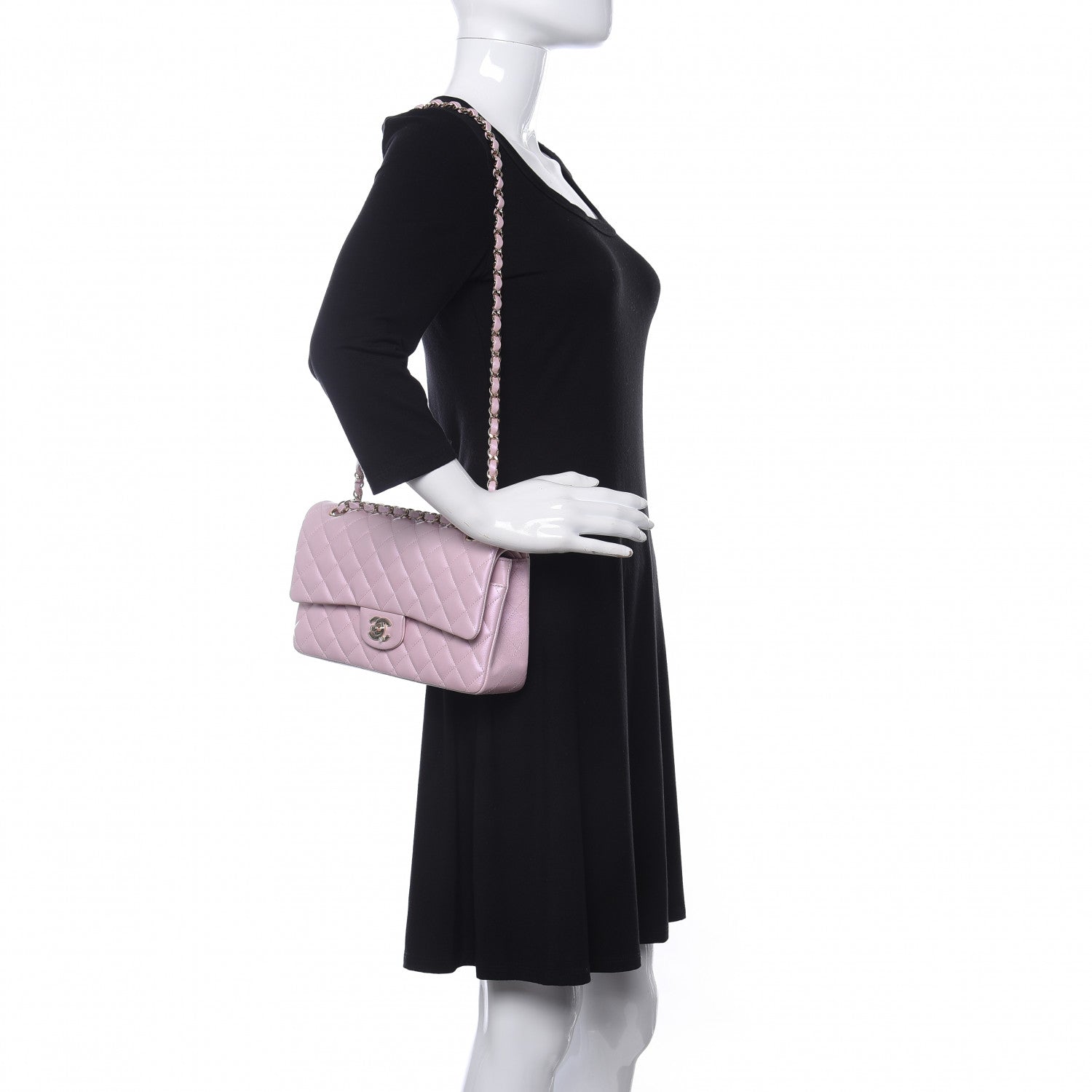 Chanel Iridescent Calfskin Quilted Medium Double Flap Light Pink 2 of 11
