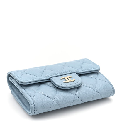 Chanel Caviar Quilted Flap Card Holder Wallet Light Blue 4 of 9