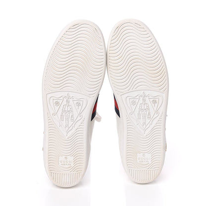 Gucci Calfskin Nappa Web LOVED Embroidered Womens Ace Sneakers 40 White Red Flame Notte 7 of 10