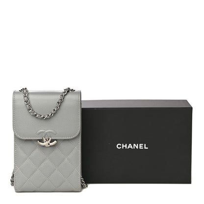Chanel Grained Calfskin Quilted CC Box Clutch With Chain Grey 14 of 14