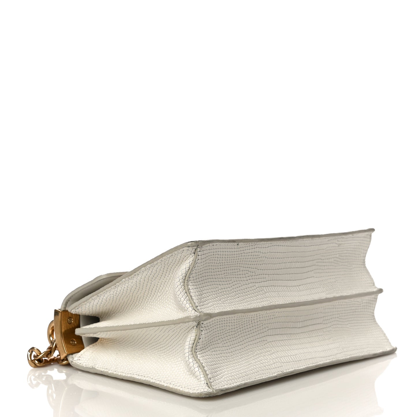 Calfskin Lizard Embossed Flap Bag Yellow White