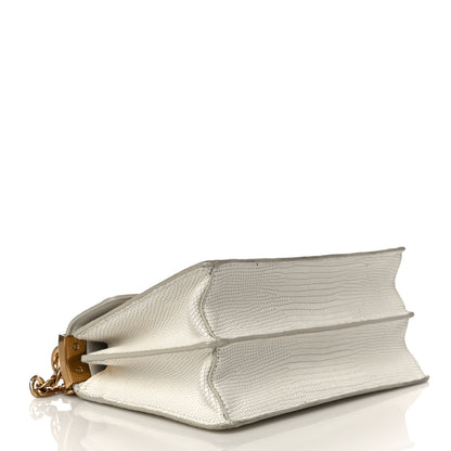 Miu Miu Calfskin Lizard Embossed Flap Bag Yellow White 4 of 11