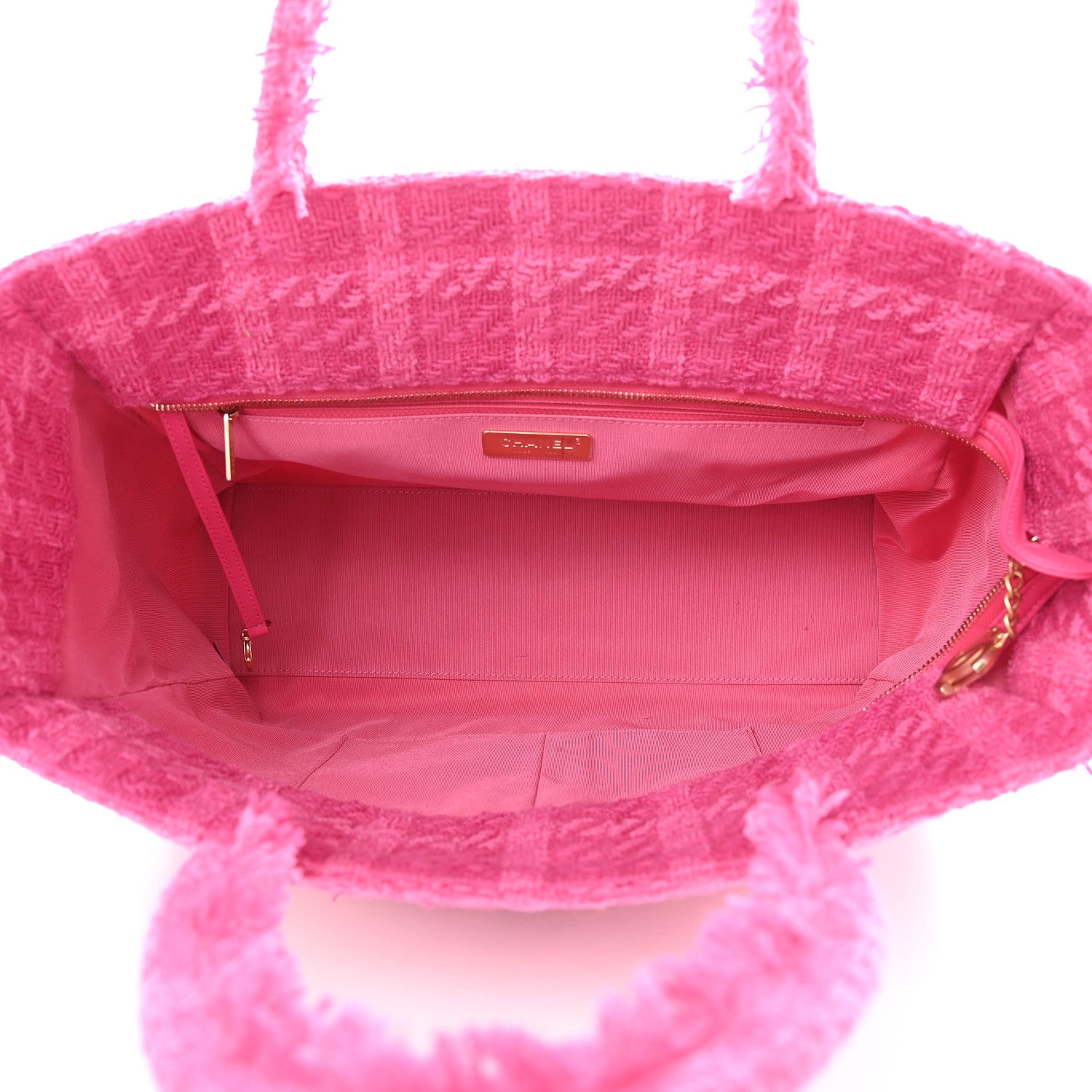 Chanel Wool Tweed Large Zipped Shopping Tote Pink 5 of 9