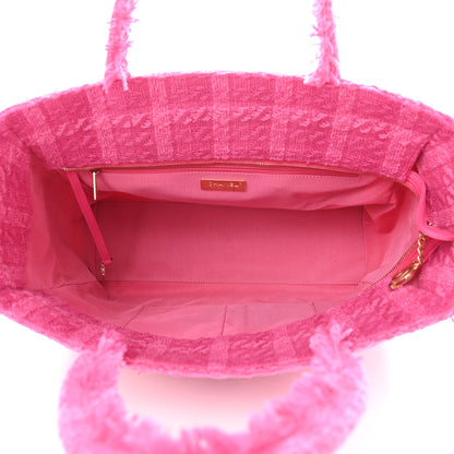 Chanel Wool Tweed Large Zipped Shopping Tote Pink 5 of 9